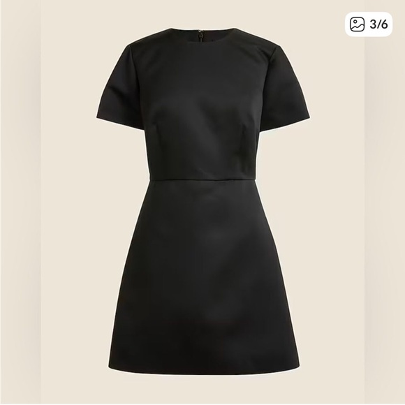 J. Crew Collection with Custom MARABOU FEATHER TRIM Black Duchesse Satin Dress - Picture 13 of 14